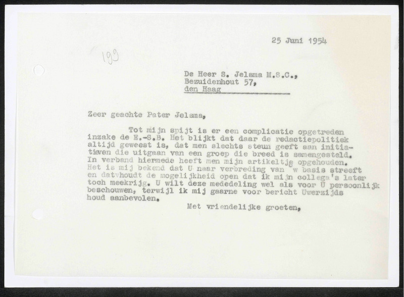 Letter to S. Jelsma