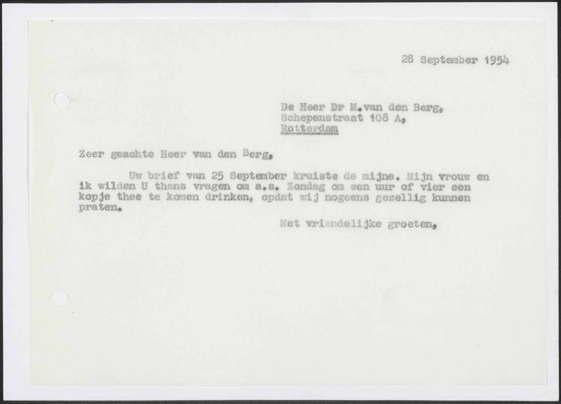 Letter to M. van den Berg
