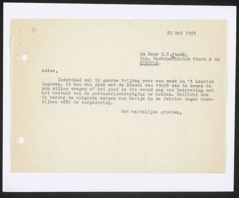 Letter to C.T. Stork