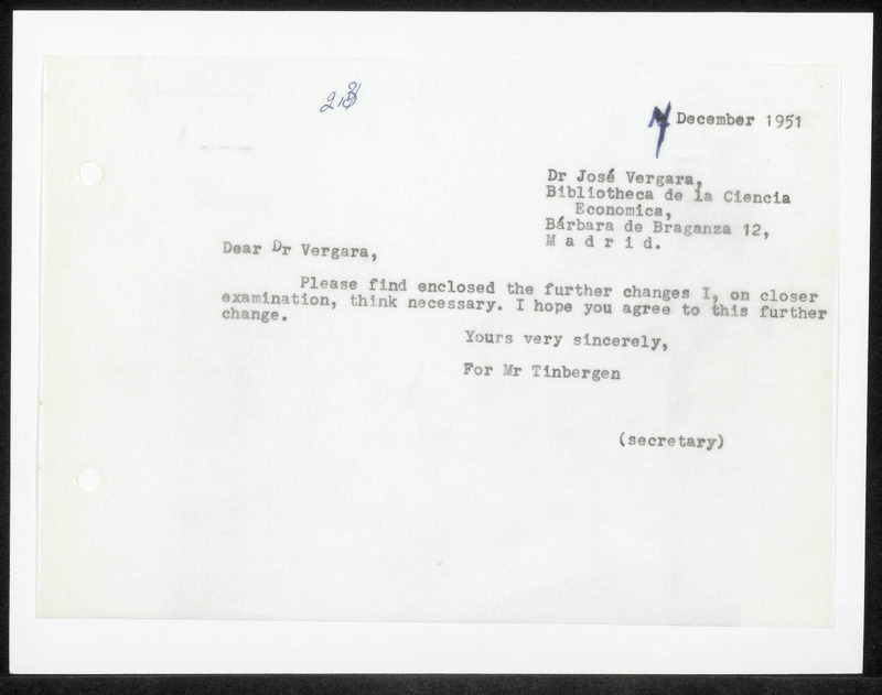 Letter to José Vergara