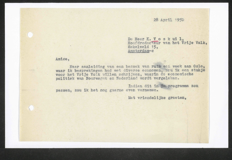 Letter to K. Voskuil