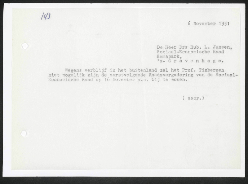 Letter to L. Jansen