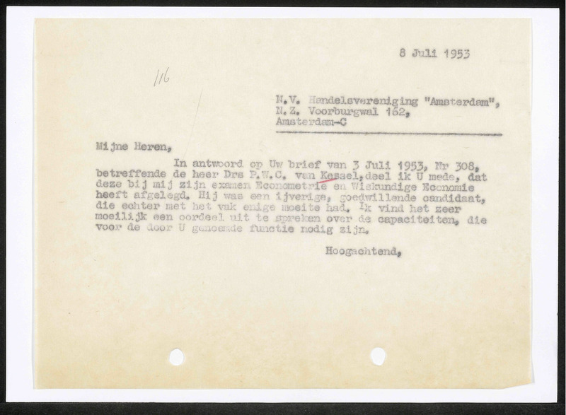 Letter to N.V. Handelsvereeniging 'Amsterdam'