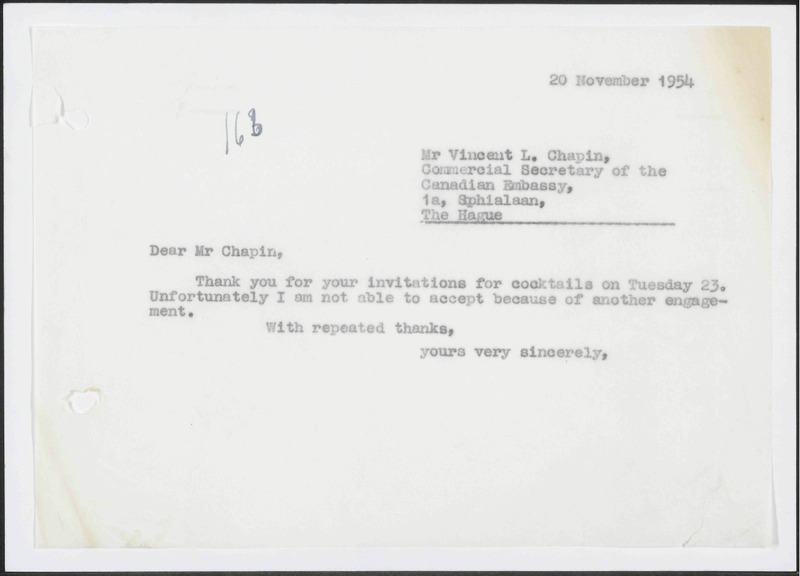 Letter to V.L. Chapin