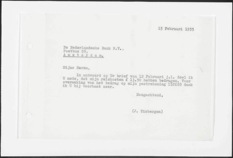 Letter to De Nederlandsche Bank