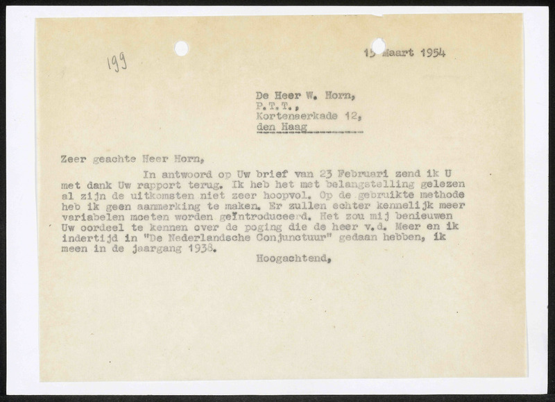 Letter to W. Horn