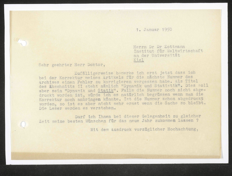 Letter to Zottmann