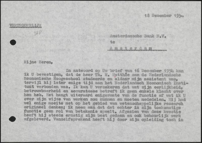 Letter to T. Matthée