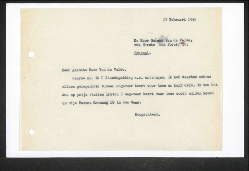 Letter to Gérard van de Velde