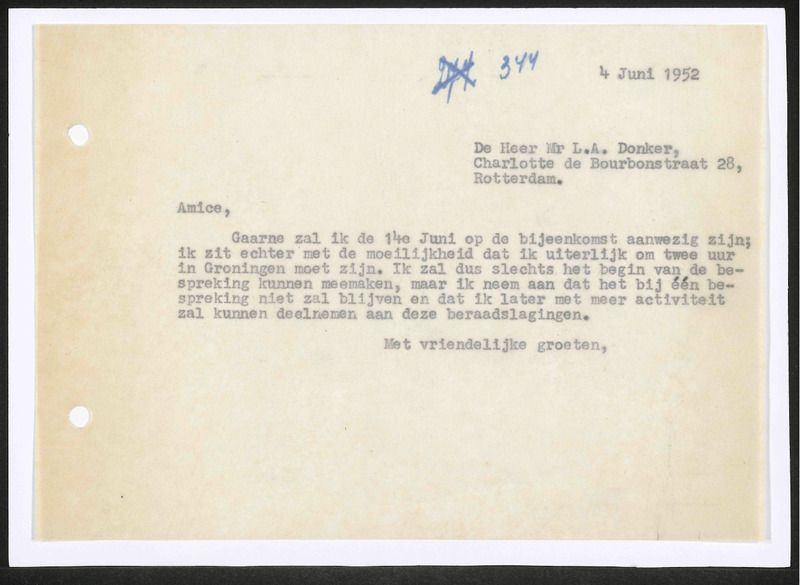 Letter to L.A. Donker