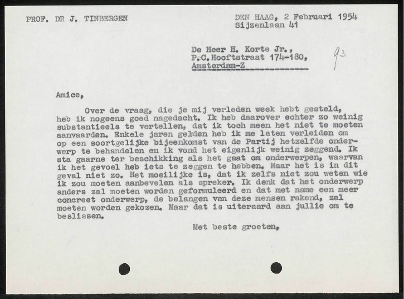 Letter to H. Korte Jr.