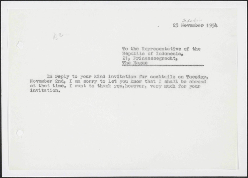 Letter to Republic of Indonesia