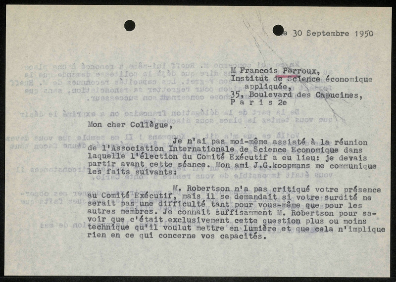Letter to F. Perroux