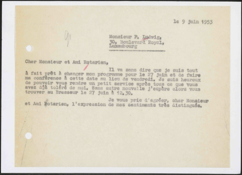 Letter to P. Ludwig