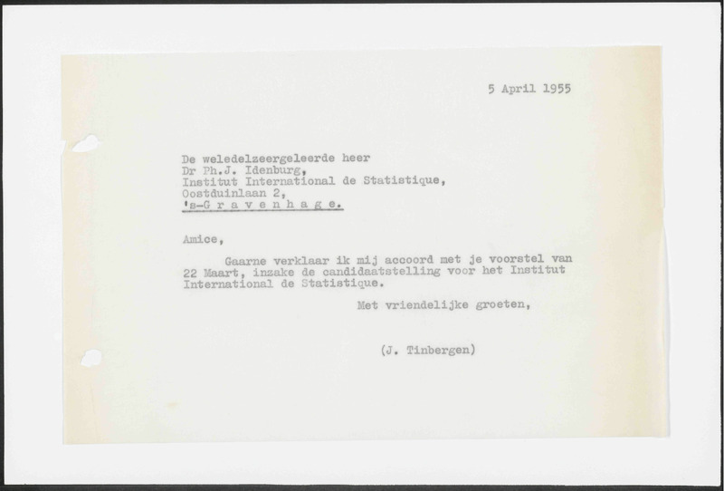 Letter to Ph.J. Idenburg