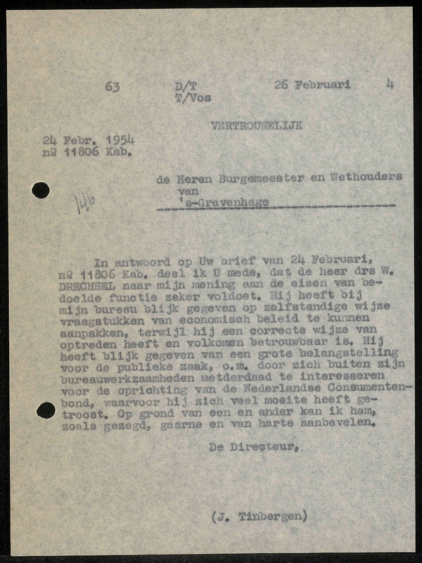Letter to Burgemeester en wethouders van 's-Gravenhage