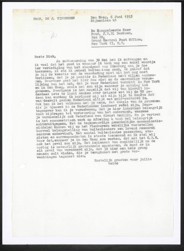 Letter to J.B.D. Derksen