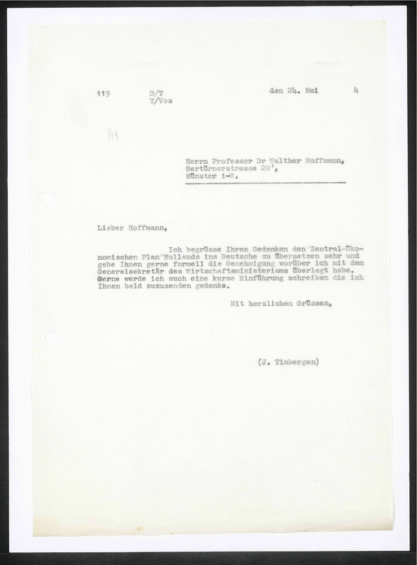 Letter to Walther Hoffmann