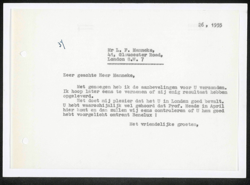 Letter to L.F. Manneke