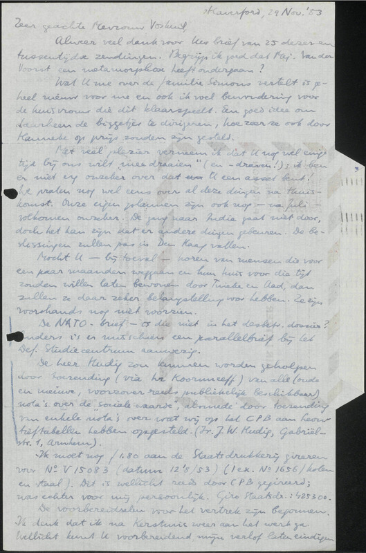 Letter to H.C.H. Voskuil-de Vries