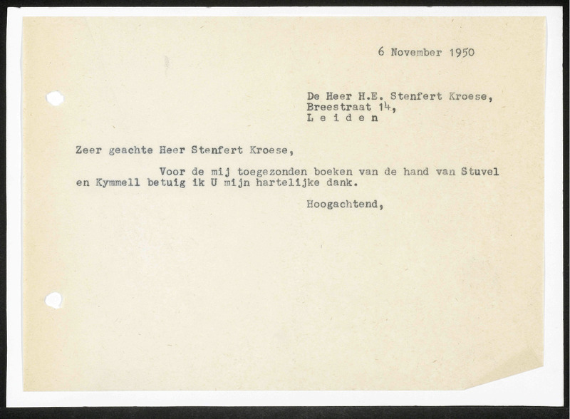 Letter to H.E. Stenfert Kroese
