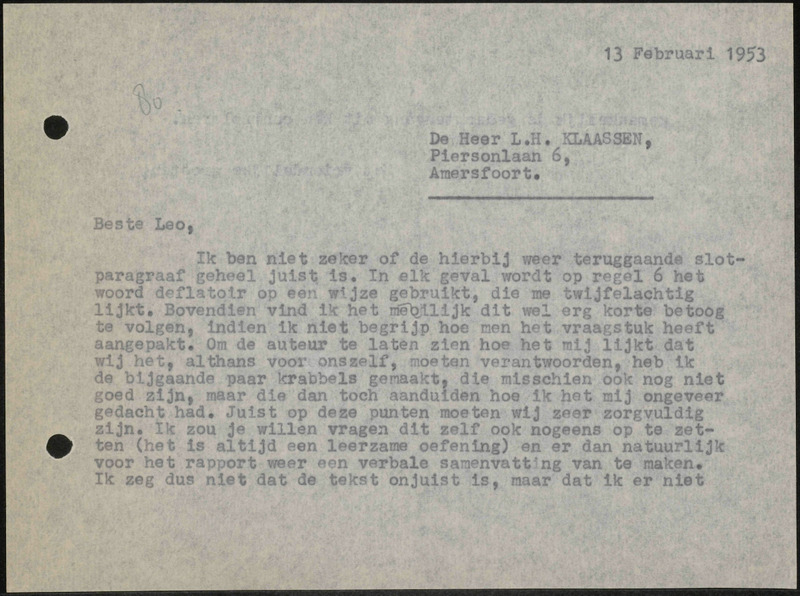 Letter to L.H. Klaassen