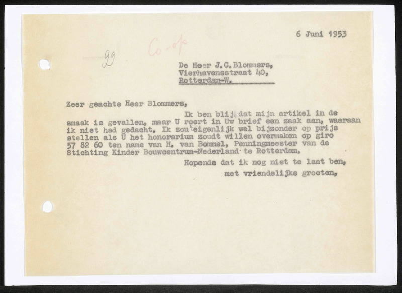 Letter to J.C. Blommers