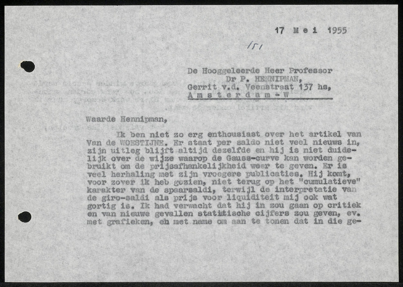 Letter to P. Hennipman