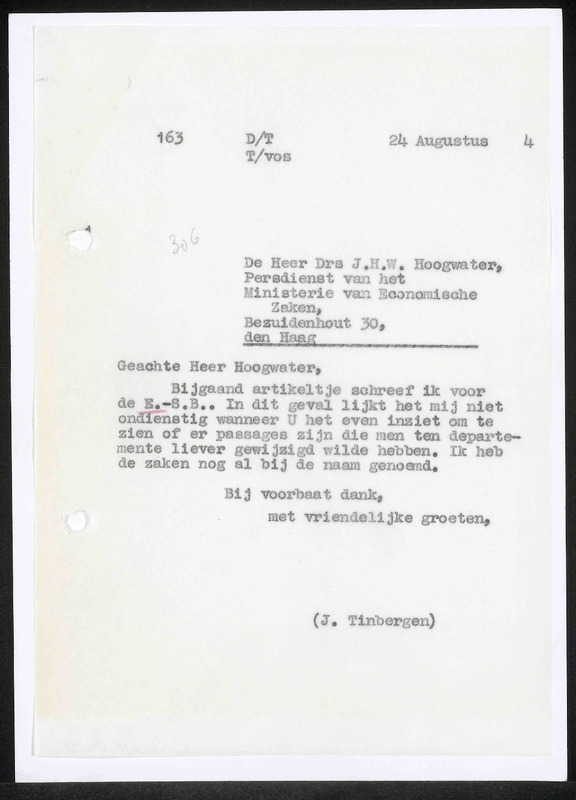 Letter to J.H.W. Hoogwater