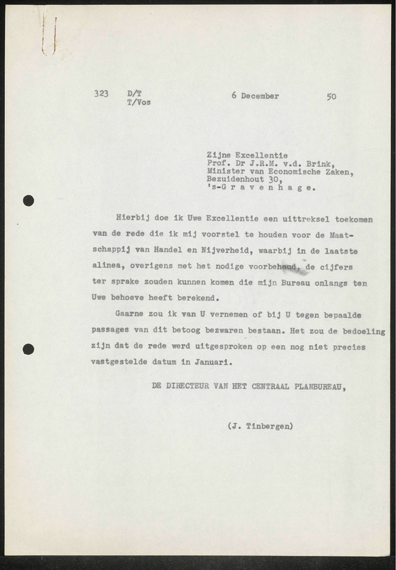 Letter to J.R.M. van den Brink