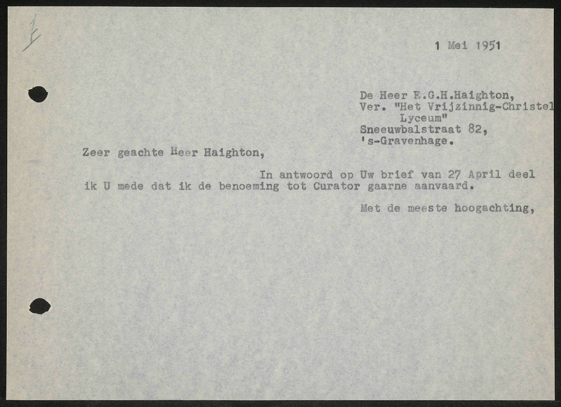 Letter to E.G.H. Haighton