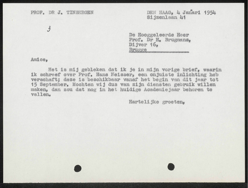 Letter to H. Brugmans