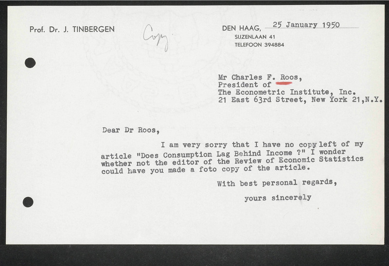 Letter to C.F. Roos