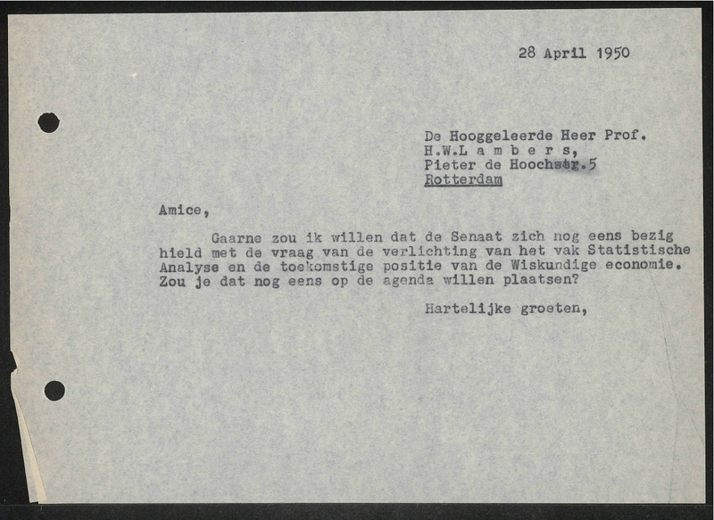 Letter to H.W. Lambers