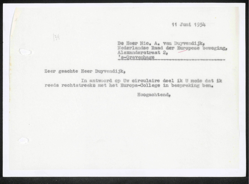 Letter to N.A. van Duyvendijk
