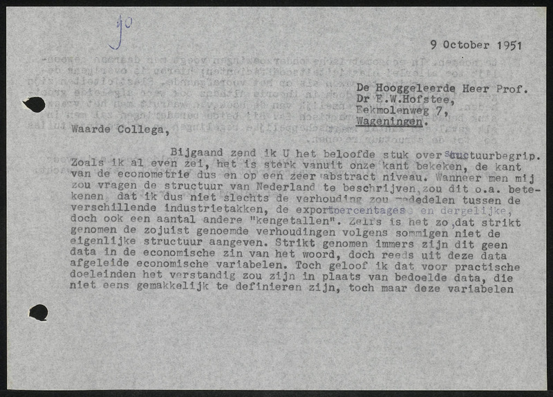 Letter to E.W. Hofstee