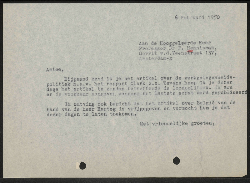 Letter to P. Hennipman