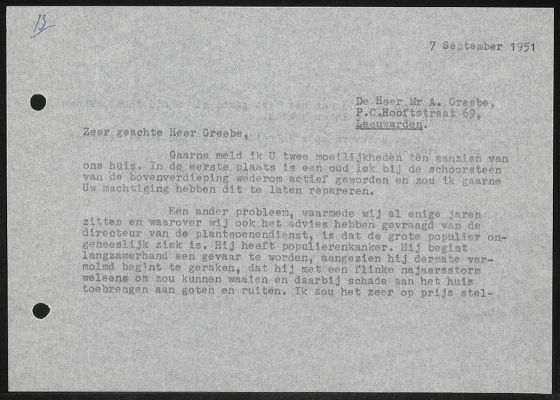Letter to A. Greebe