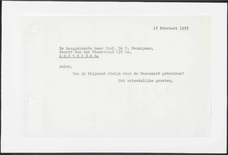 Letter to P. Hennipman