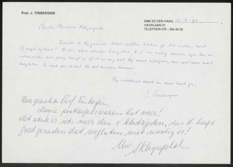 Letter to Kleijngeld