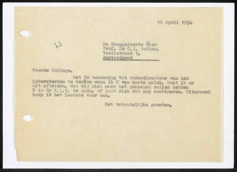 Letter to C.J. Bakker
