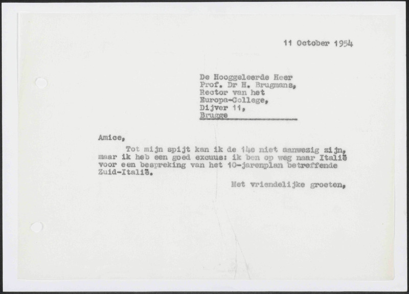 Letter to H. Brugmans