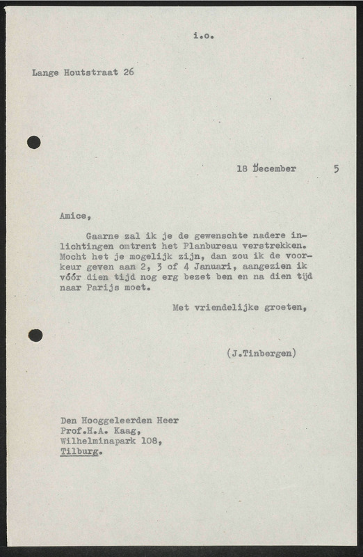 Letter to H.A. Kaag