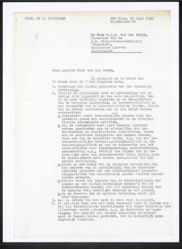Letter to R.E.M. van den Brink