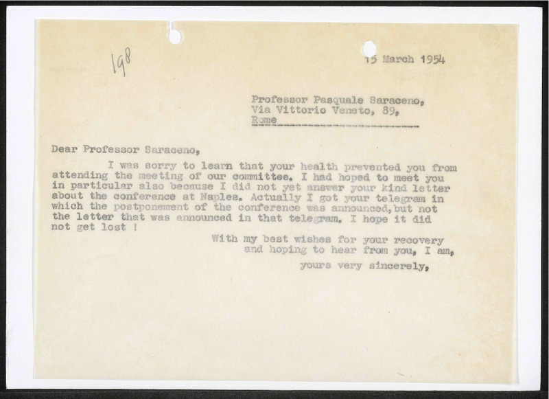 Letter to Pascuale Saraceno