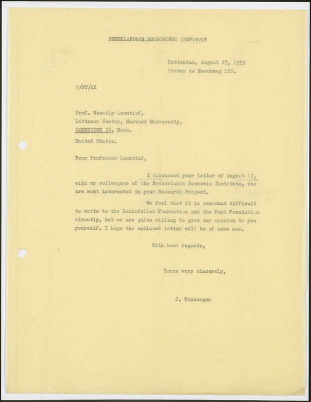 Letter to Wassily Leontief