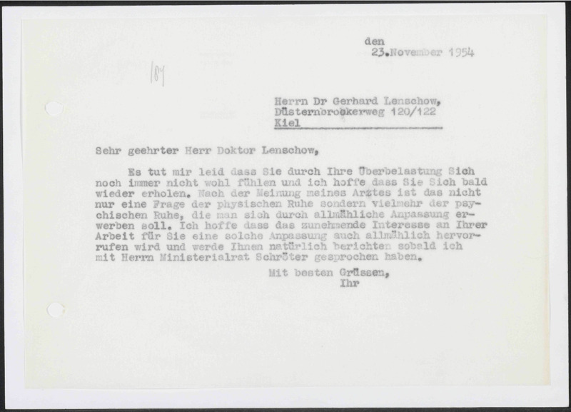 Letter to Gerhard Lenschow