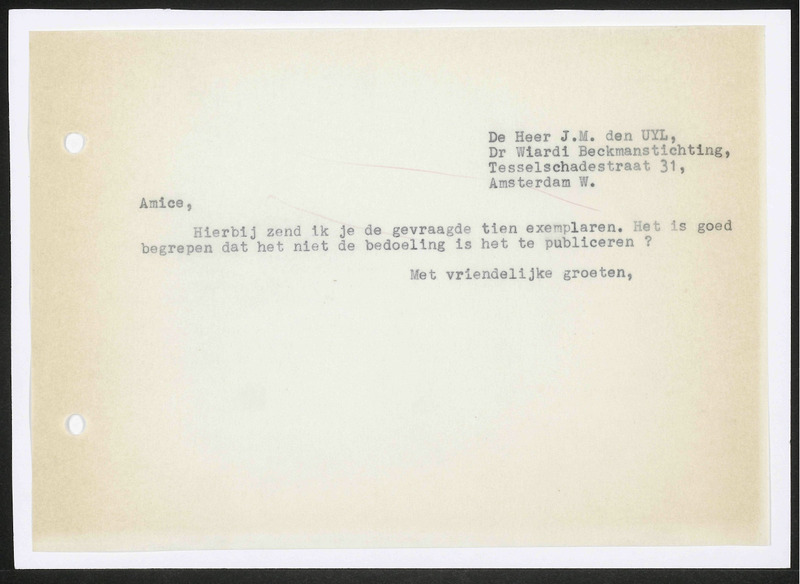 Letter to J.M. den Uyl