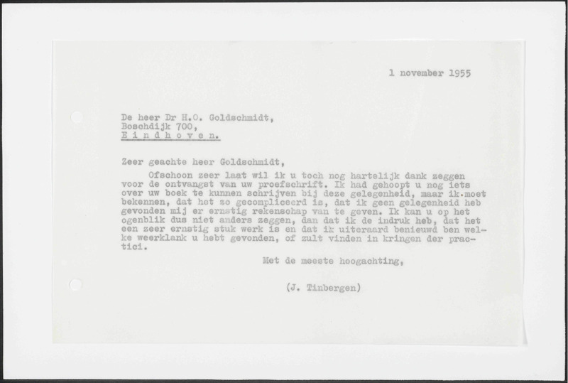 Letter to H.O. Goldschmidt
