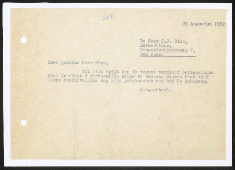 Letter to J.J. Blok